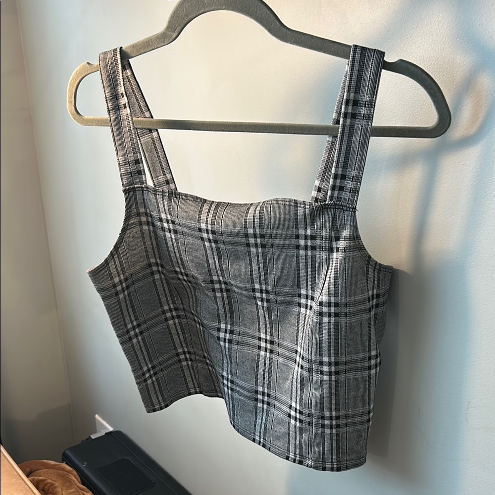 Gray and White Boxy Crop Tank Top